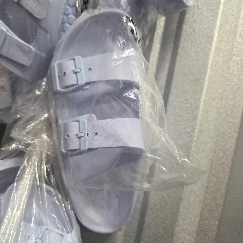 Cat & Jack Kids Light Blue EVA Double Strap Buckle Slide Sandals Size 13 NWT